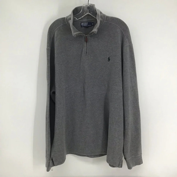 Polo Ralph Lauren Men’s Luxury Jersey Quarter-Zip Pullover Steel Heather Size XL - Picture 2 of 6